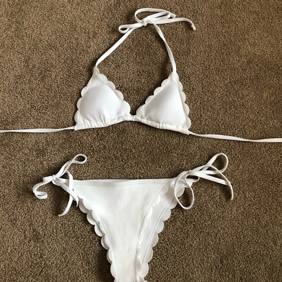 white scalloped bathing suit